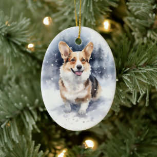 Décoration En Céramique Corgi Winter Wonderland