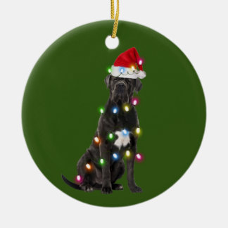 Décoration En Céramique Corso en canne avec les cafés de Noël Santa Hat