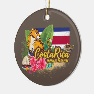 Décoration En Céramique Costa Rica rétro grand chat drapeau vintage Souven