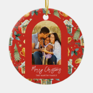 Décoration En Céramique Cosy Holiday Red Illustrated Print Photo