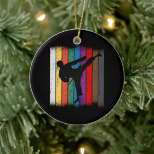 Décoration En Céramique Couleurs de ceinture karaté Silhouette