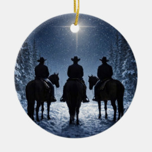 Décoration En Céramique Country Western Cowboy Étoile du Nord Noël 