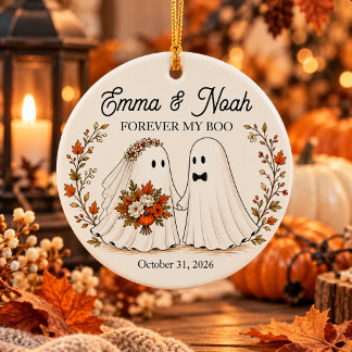Décoration En Céramique Couple de fantômes personnalisé pour Halloween