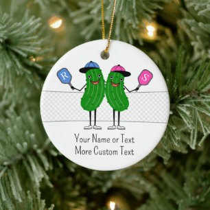Décoration En Céramique Couple de Pickleball personnalisés Noël