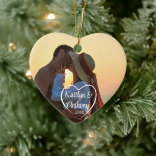 Décoration En Céramique Couple Love Heart Photo Names