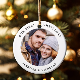 Décoration En Céramique Couple Notre Première Photo De Noël