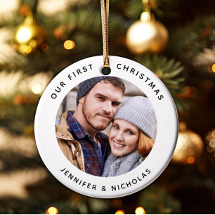 Décoration En Céramique Couple Notre Première Photo De Noël