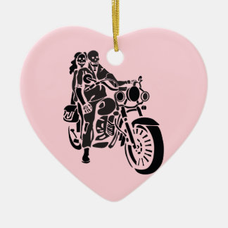 Décoration En Céramique Couples squelettiques de moto