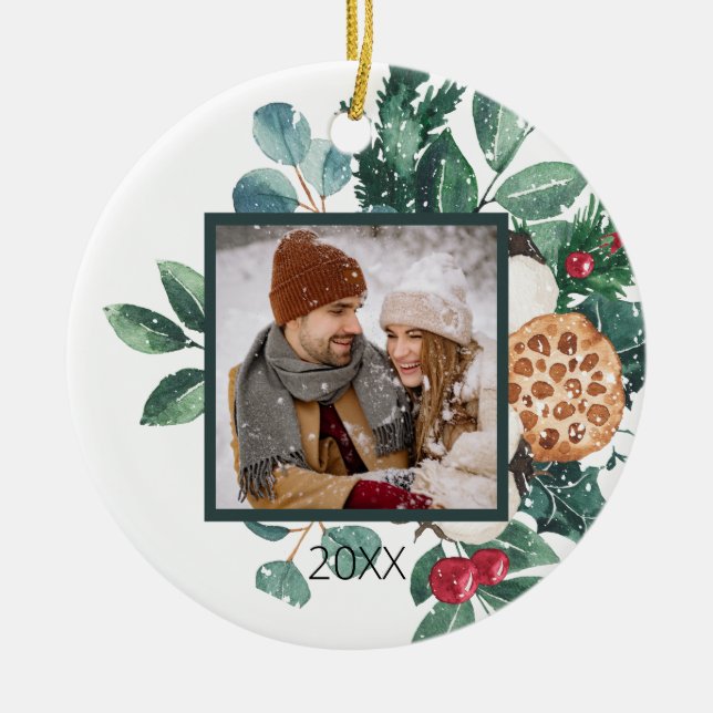 Décoration En Céramique Couples sur mesure mignons Premier Noël (Devant)