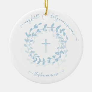 Décoration En Céramique Courbe et croix bleues communales