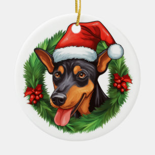 Décoration En Céramique Couronne de Noël allemande Pinscher