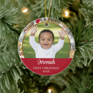 Décoration En Céramique Couronne personnalisée PREMIER NOËL DE BÉBÉ