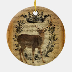 Décoration En Céramique Couronne rustique outdoorsman blanc buck cerf