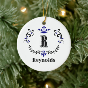 Décoration En Céramique Couronne Wreath Monogramme 'R' Personnalisé