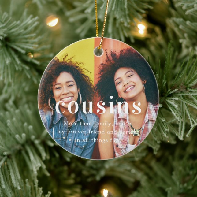 Décoration En Céramique Cousin | Sentiments photo Keepsaké Noël (Arbre)