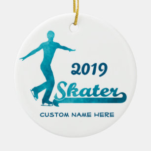 Décoration En Céramique Coutume Blue Figure Skating Ornament 2019