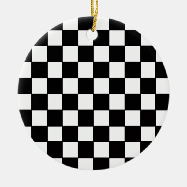 Décoration En Céramique Coutume noire et blanche de damier (Devant)