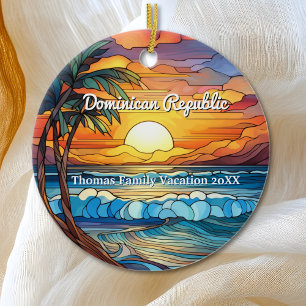 Décoration En Céramique Coutume République Dominicaine Faux Vitrail