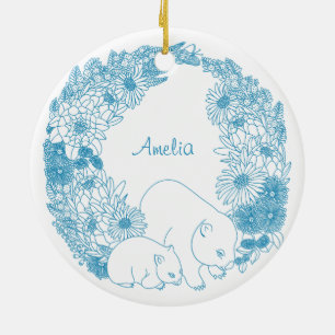 Décoration En Céramique Coutume Wombat Christmas Light Blue