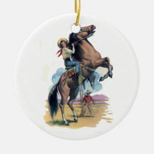 Décoration En Céramique Cow-girl sur le cheval