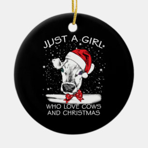 Décoration En Céramique Cow   Just A Girl Who Love Cows And Christmas