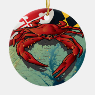 Décoration En Céramique Crabe rouge du Maryland par Joe Barsin