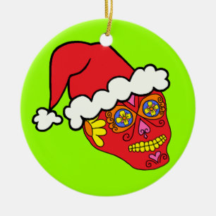 Décoration En Céramique Crâne à sucre Père Noël