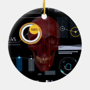 Décoration En Céramique Crâne rouge derrière le pirate d'écran transparent