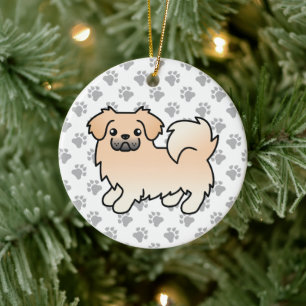 Décoration En Céramique Crème Spaniel Tibétain Chien de Dessin Animé Migno