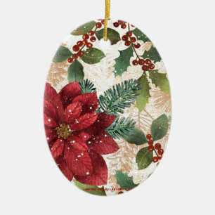 Décoration En Céramique Crème verte rouge Retro les années 50 Poinsettia