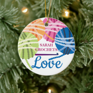 Décoration En Céramique Crochet crochet fil d'amour Noël personnalisé