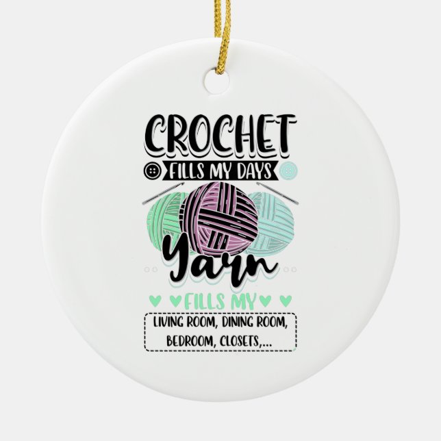 Décoration En Céramique Crochet - Crochet remplit mes jours (Devant)
