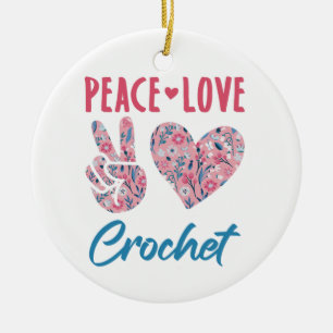 Décoration En Céramique Crochet Peace Love