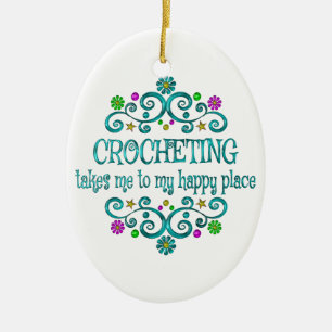 Décoration En Céramique Crocheting Happy Place