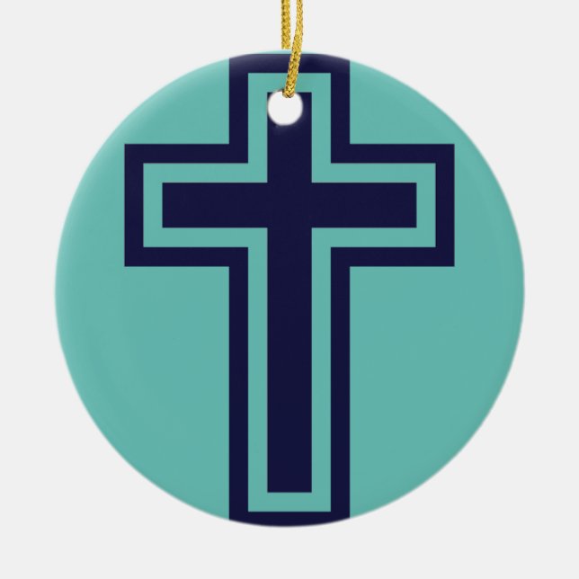 Décoration En Céramique Croix chrétienne bleue différentes variantes (Devant)