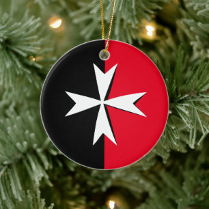 Décoration En Céramique Croix de Malte et symbole du drapeau de Malte / ch