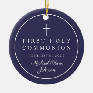 Décoration En Céramique Croix religieuse photo garçon première communion