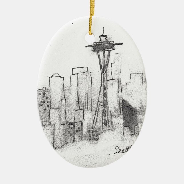 Décoration En Céramique Croquis de Seattle (Devant)
