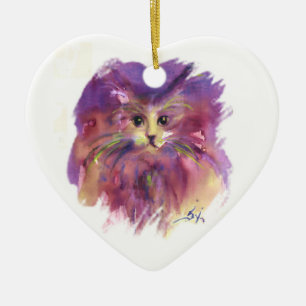 Décoration En Céramique CUISINE POURPUE, CUISINE CAT PORTRAIT Améthyste Ge