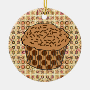 Décoration En Céramique Cupcake caramel givré avec arroses