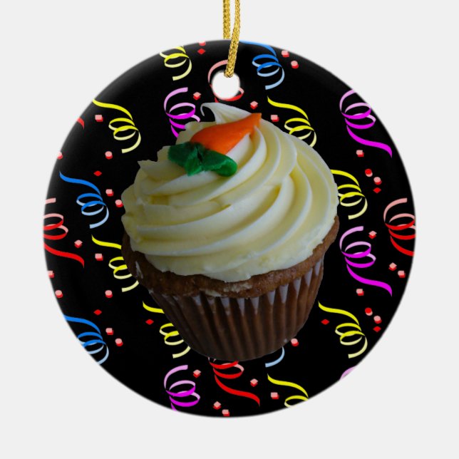 Décoration En Céramique Cupcake de carottes avec Confetti (Devant)