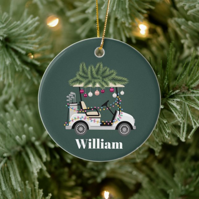 Décoration En Céramique Custom Cart Name Golf Balls Christmas Golfer (Arbre)