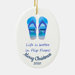 Décoration En Céramique Custom Dated Christmas Life Better in Flip Flops