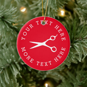 Décoration En Céramique Custom hair scissors silhouette Christmas ornament