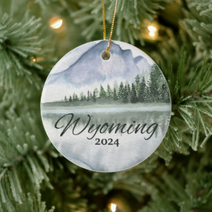 Décoration En Céramique Custom Montana Aquarelle Montagne Aiguilles Lac Tr