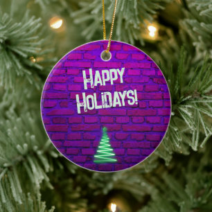 Décoration En Céramique Custom Retro 80s Neon Pink Christmas Tree 2025