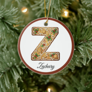 Décoration En Céramique Customize Christmas Gingerbread Letter Z Monogram