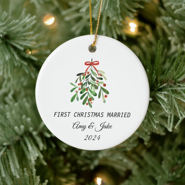 Décoration En Céramique customized Photo first christmas married (Arbre)