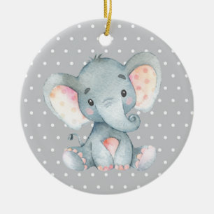 Décoration En Céramique Cute Baby shower éléphant gris