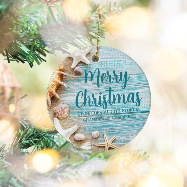 Décoration En Céramique Cute Beach Company Seashell Personnalisé Noël (Créateur téléchargé)
